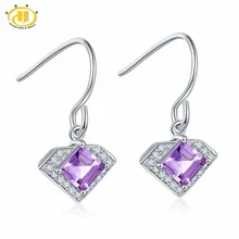 Hutang 1.48ct натуральный аметист в форме капли серьги Твердые стерлингового серебра 925 драгоценный камень ювелирные изделия модный стиль женский подарок