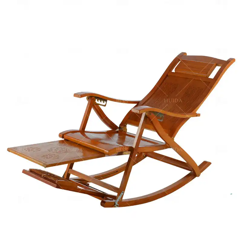 Rocking Chair Adult Lazy Lunch Break Folding Bamboo Recliner