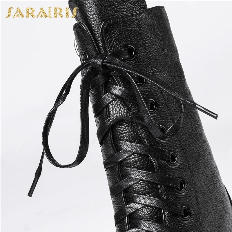 SARAIRIS/Прямая поставка; высококачественные ботинки на толстом каблуке из натуральной кожи; женская обувь; Прямая поставка; женские ботинки на платформе