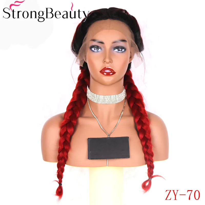 StrongBeauty Синтетический Плетеный парик фронта шнурка косы парик Омбре волосы