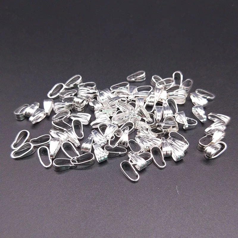 100/200pcs 7/9mm Pendant Clips Pinch Bail Clasp Connectors Necklace Hooks  For Jewelry Making Finding Parts Accessories Supplies