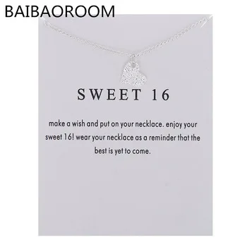 Fashion Jewelry Sweet 16 Heart Love Necklace Pendant Accessories Women Gifts