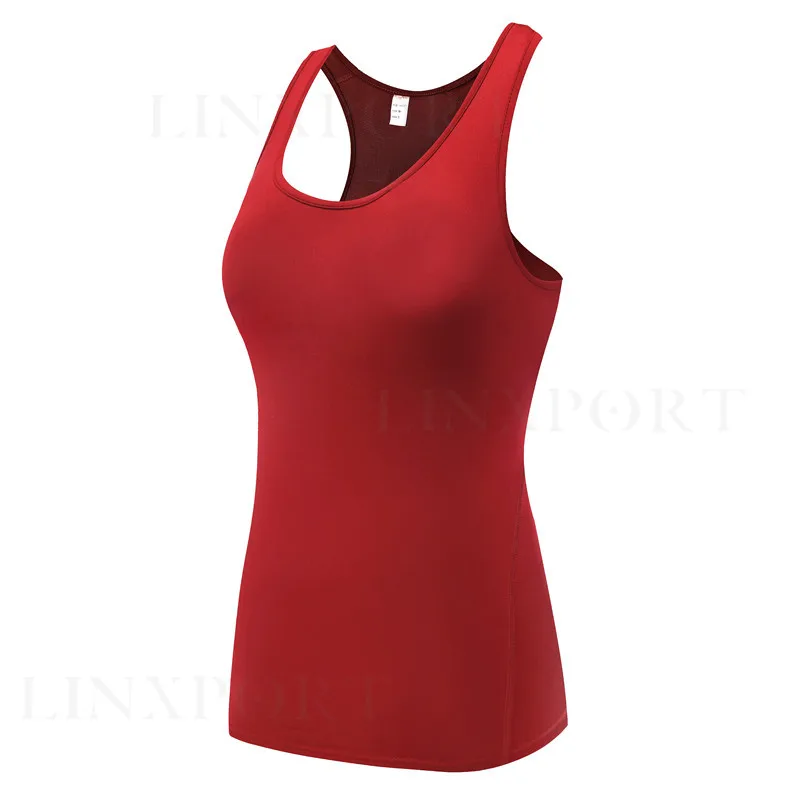 Женский спортивный жилет, профессиональная быстросохнущая майка для фитнеса, одежда для активных тренировок, йоги, футболка, майка для бега, спортзала, бега - Цвет: Red