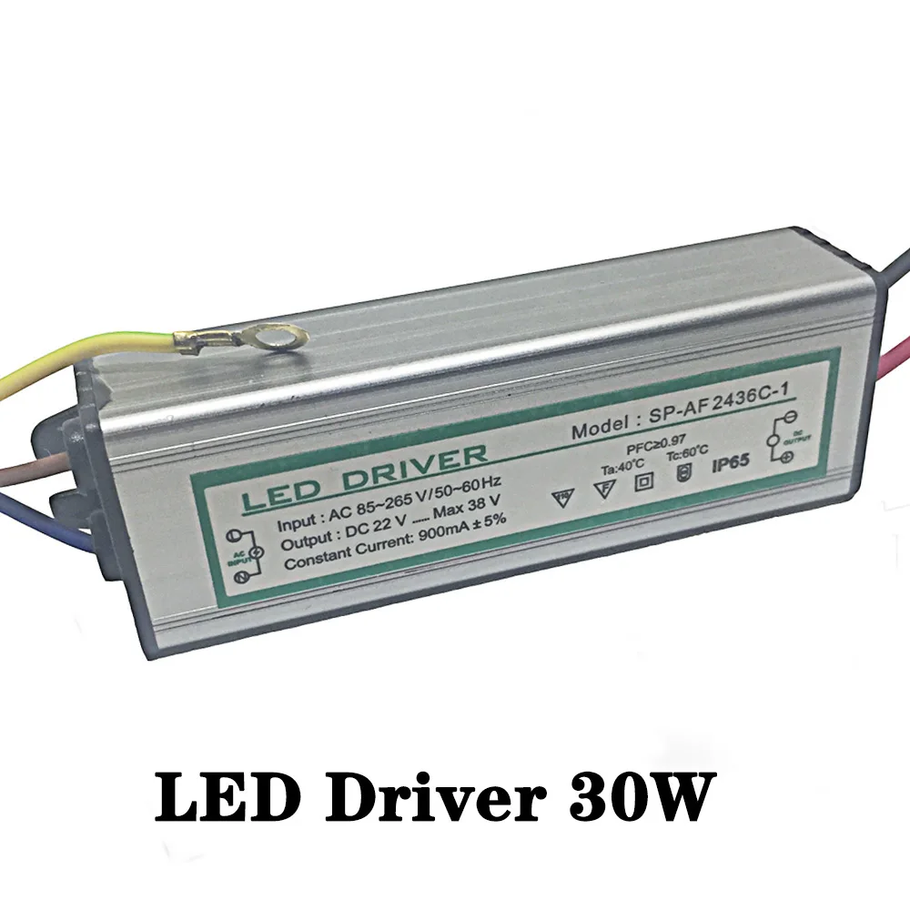 

Led Driver DC20-36V 30W 900mA Led Power Supply Floodlight Driver (10 series 3 parallel) Waterproof IP65