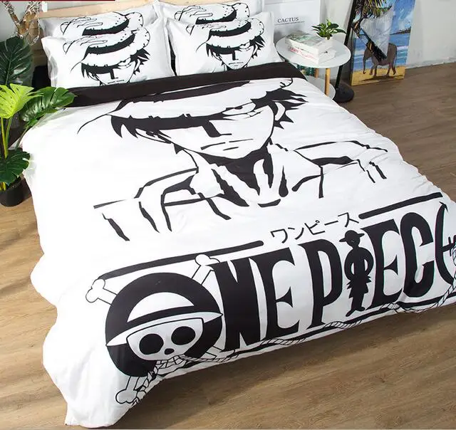 Japanese NARUTO One Piece Anime Bedding Set Twin Queen King Size Duvet Cover Bedlinens Teen Boys