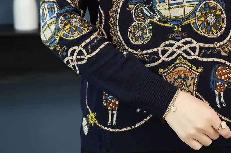 YISU свитер Женский топы Модный комбинезон с тыквой с принтом автомобиля вязаный свитер весенний Повседневный СВОБОДНЫЙ Модный пуловер женский джемпер