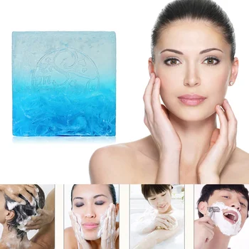 

Bule Sea Salt Soap Cleaner Removal Pimple Pores Acne Treatment Moisturizing Face Care Wash Basis Soap Natural Deep Clean TSLM1