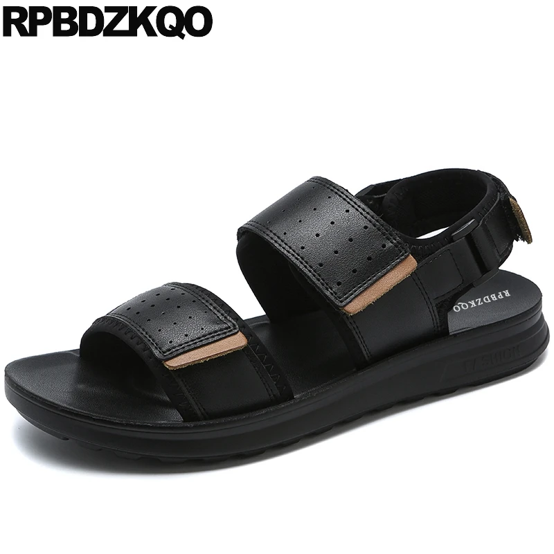 

flat waterproof men sandals leather summer water 2019 runway native shoes famous brand casual beach black outdoor open toe nice