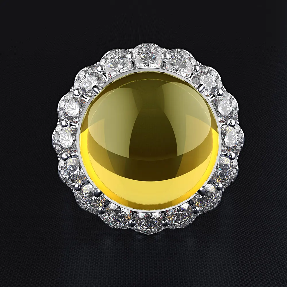 Wong Rain, Ретро стиль, 925 пробы, серебро, создан Муассанит, драгоценный камень, обручальное, обручальное, пара колец, хорошее ювелирное изделие - Цвет камня: Yellow 1