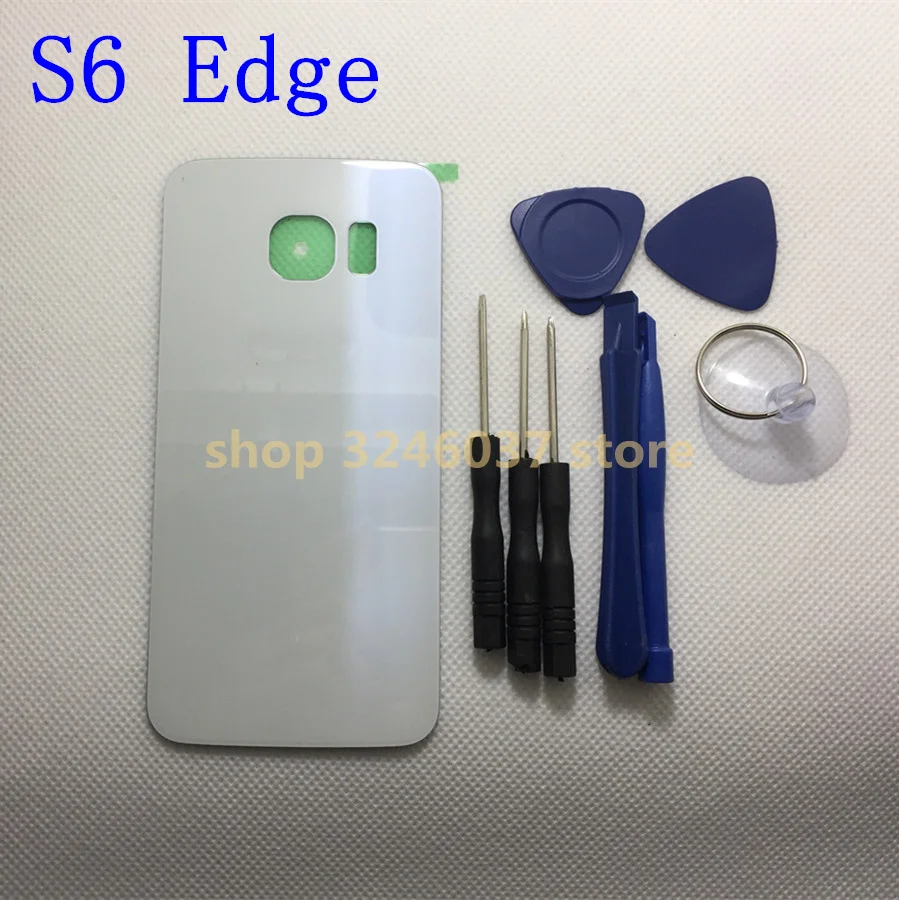 

Back Glass Cover for Samsung Galaxy S6 Edge G925 G925F Rear Battery Cover Housing with Logo + sticker