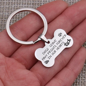 

Dogs Leave Paw Prints Forever In Our Hearts Key Chain Memorial Jewelry Dog Pets Lover Souvenir Bone Shaped Key Pendant