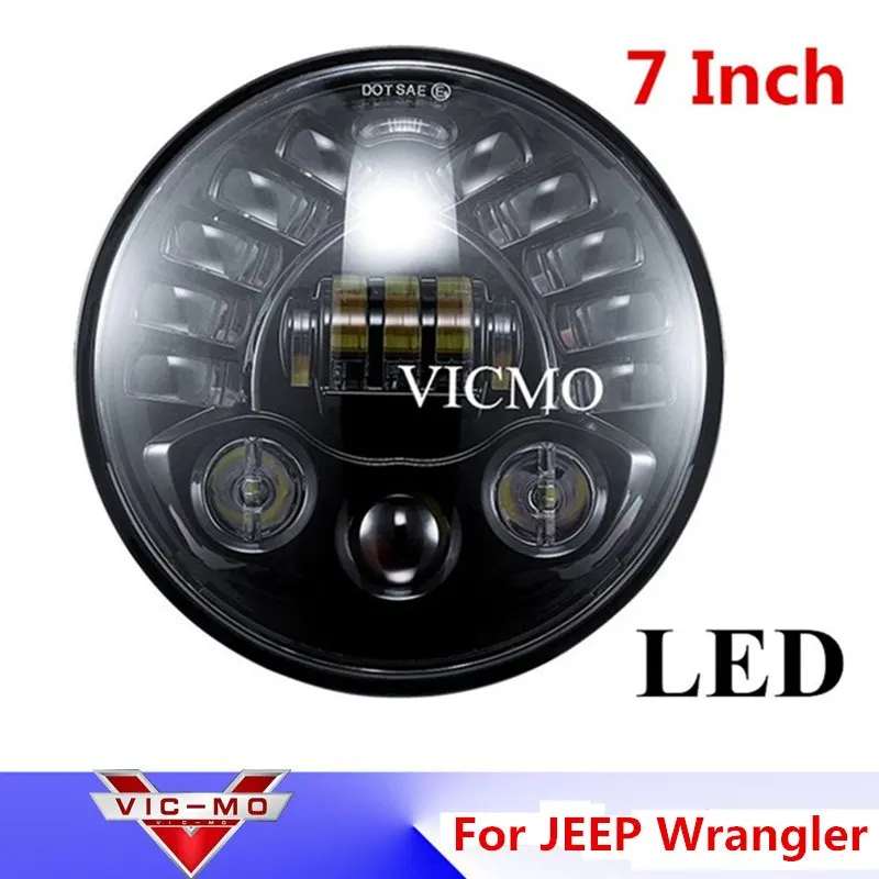 

7inch LED Headlamp Kit 7" LED Head Headlight H4 Hi/low Auto With daytime running light For Jeep Wrangler JK TJ Hummer Defender