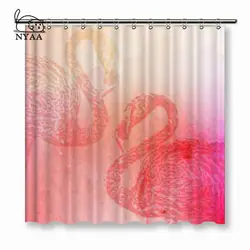 Вектора NYAA винтажная иллюстрация розовых фламинго акварели на старой бумажной текстуре занавески для душа полиэстер ткань шторы