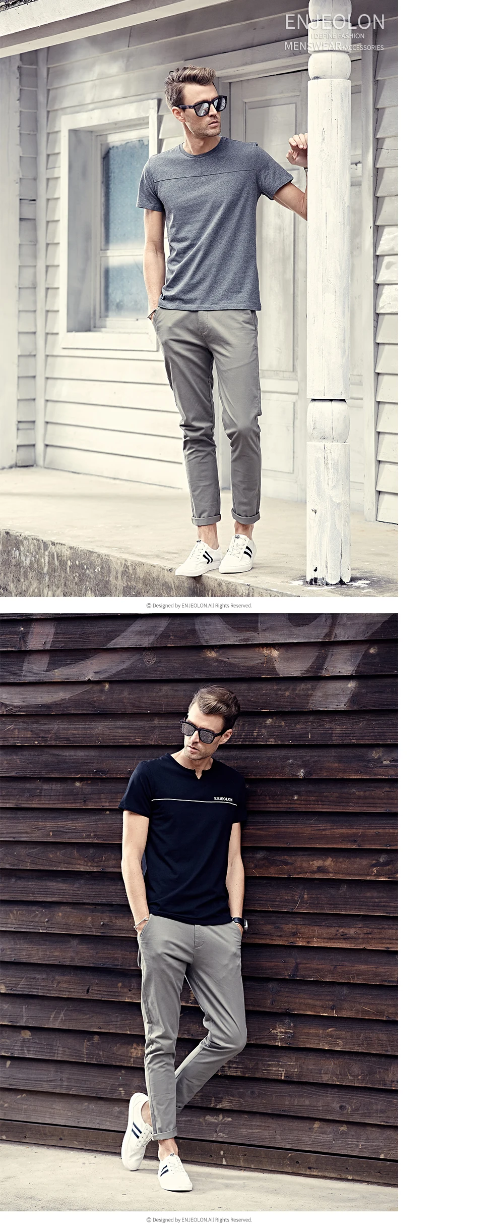 Enjeolon бренд осень джинсы с открытой щиколоткой повседневные штаны мужские качества 5 базовый цвет повседневные плотные брюки мужчины