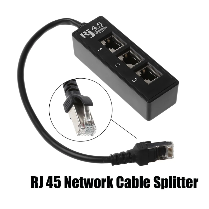 2018 High Quality LAN Cable Splitter Network RJ45 1 Male To 3