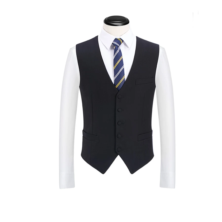 Mens Vests Suit Male Waistcoat Wedding Groom Vest Formal Black Vest