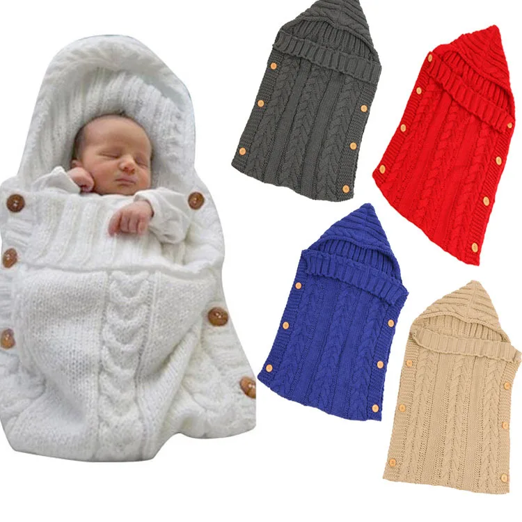 Baby Sleeping Bag Swaddle Wrap Warm Crochet Knitted Newborn Infant Swaddling Blanket Sleep Bags