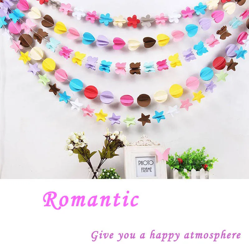 

3D 1.5m Fashion Wall Hanging Paper Garlands Birthday String Chain Wedding Party Banner DIY Handmade Children Room Home Decor