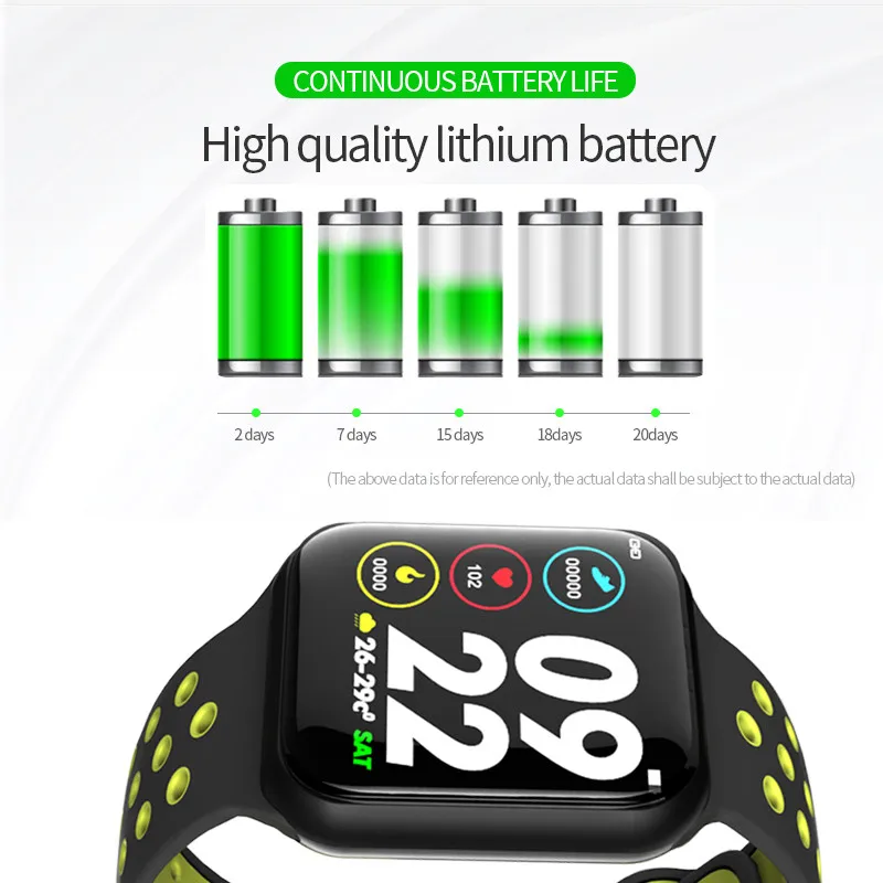 Lerbyee Newest Smart Watch F8 Heart Rate Monitor Waterproof IP67 Fitness Tracker Watch Sleep Monitor Smartwatch for iOS Android
