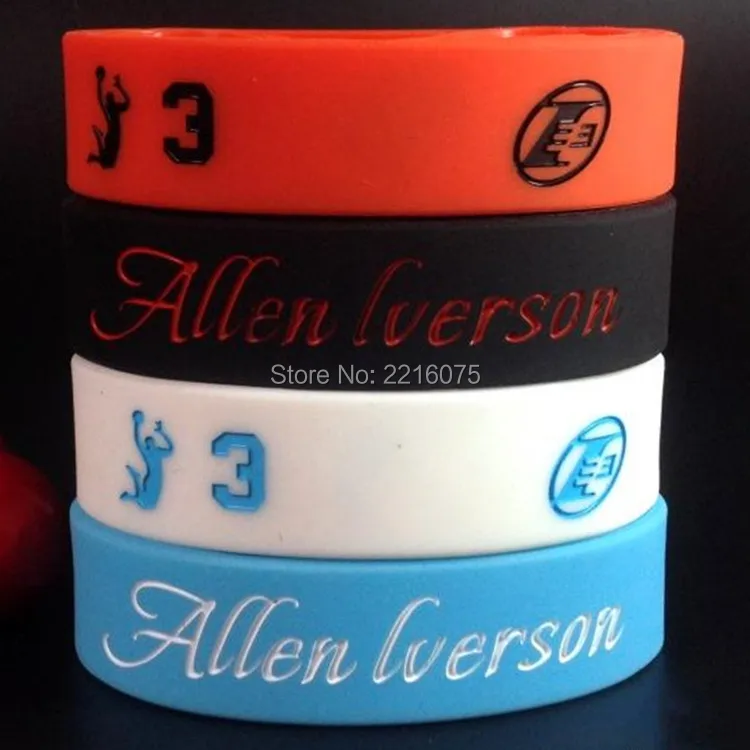 4pcs 3/4inch wide Allen Iverson wristband silicone bracelets