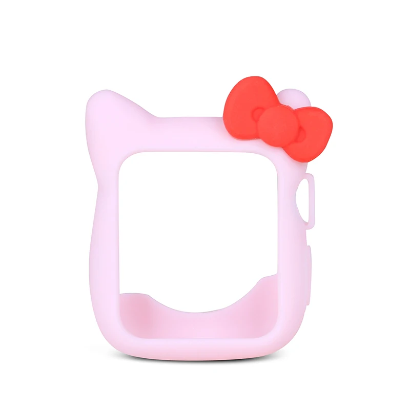 Силиконовый чехол для Apple watch 3 2 1 42 мм 38 мм милый женский мультяшный резиновый чехол для часов hello kitty Minnie для Iwatch 3 2 1 - Цвет ремешка: Kitty Pink red