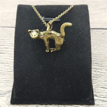 

New Vintage 3D Cat Necklace Trendy Style 3D Cat Pendant Necklace Women Fashion Pet Cat Jewellery