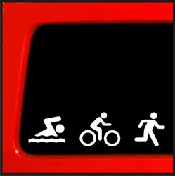 Триатлон наклейка Плавание велосипед запустить бампер Стикеры окна автомобиля ironman высечки наклейка 7 "(белый)