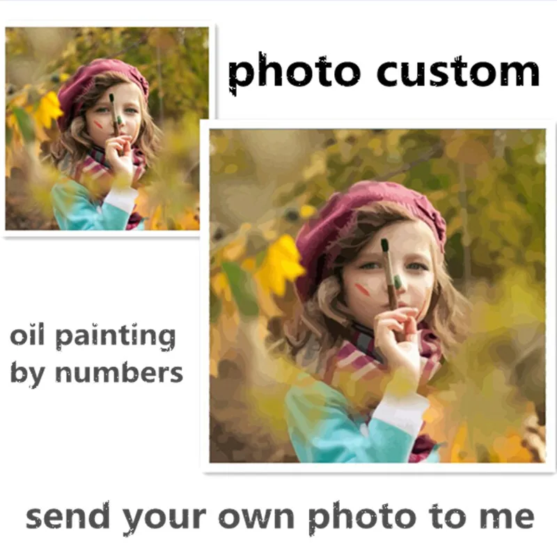 

Photo custom make your own diy digital oil painting by numbers picture drawing on canvas portrait wedding family photos SS001