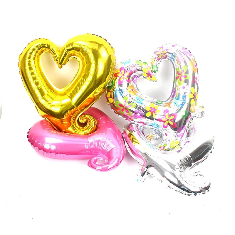 

50pcs/lot 18 inch gold/pink/blue hook Heart shaped foil balloons Wedding Valentine's Day Decor i love you inflatable air globos