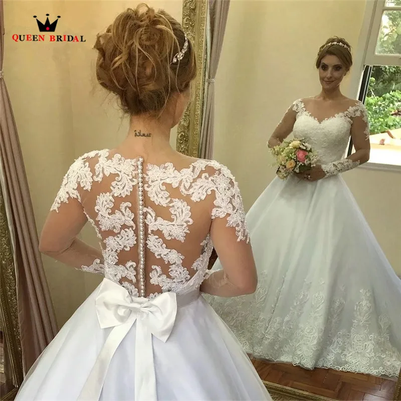 

Custom Made Princess Sweetheart Long Sleeve Tulle Lace Beading Sequins Elegant Wedding Dresses Wedding Gown 2019 Real Photo WH10