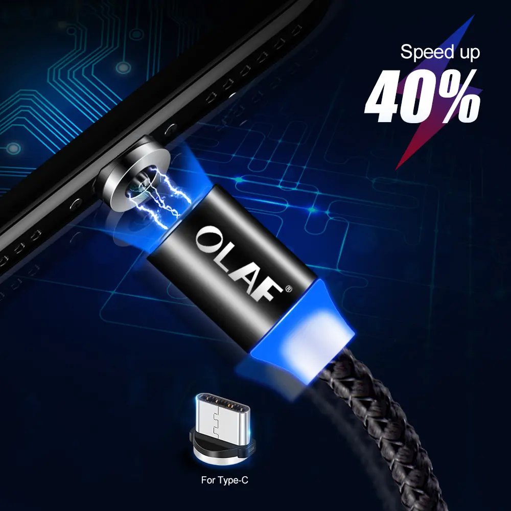 Магнитный USB кабель OLAF Type C для быстрой зарядки Samsung S9 S10 Plus магнитное зарядное