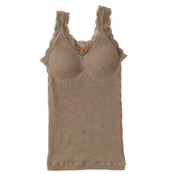 

High Quality Autumn And Winter Women Underwear Lace Solid Color Padded Velvet Double Warm Vest