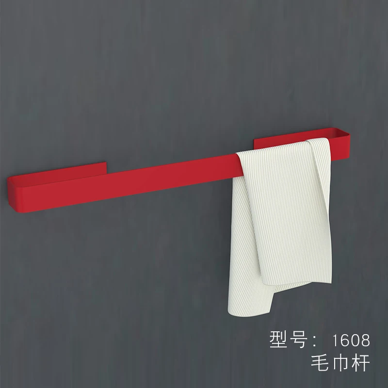 Красный набор аксессуаров для ванной комнаты, держатель для зубных щеток, металлические аксессуары для ванной комнаты, распылительная роспись, полка для ванной комнаты, вешалка для полотенец, диспенсер для мыла - Цвет: towel bar