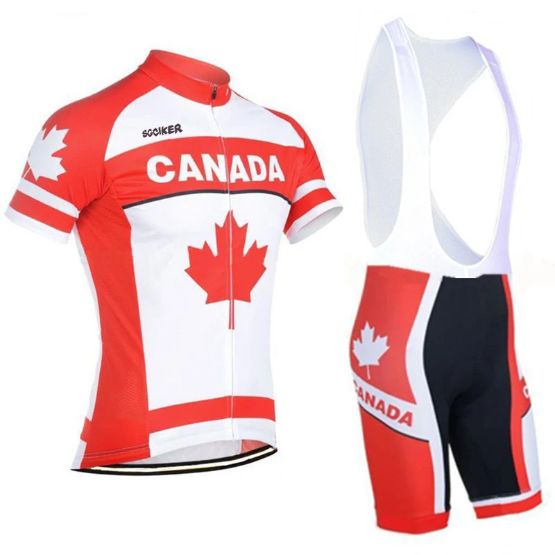 

Team canada summer mens quick-dry Cycling jersey set Canadian flag breathable bike clothing MTB Ropa Ciclismo Bicycle maillot