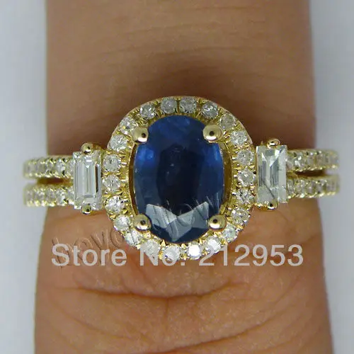 Кольцо с сапфиром из желтого золота 14 карат 5 х7 мм|fine jewelry|gemstone jewelrygenuine gemstone jewelry |