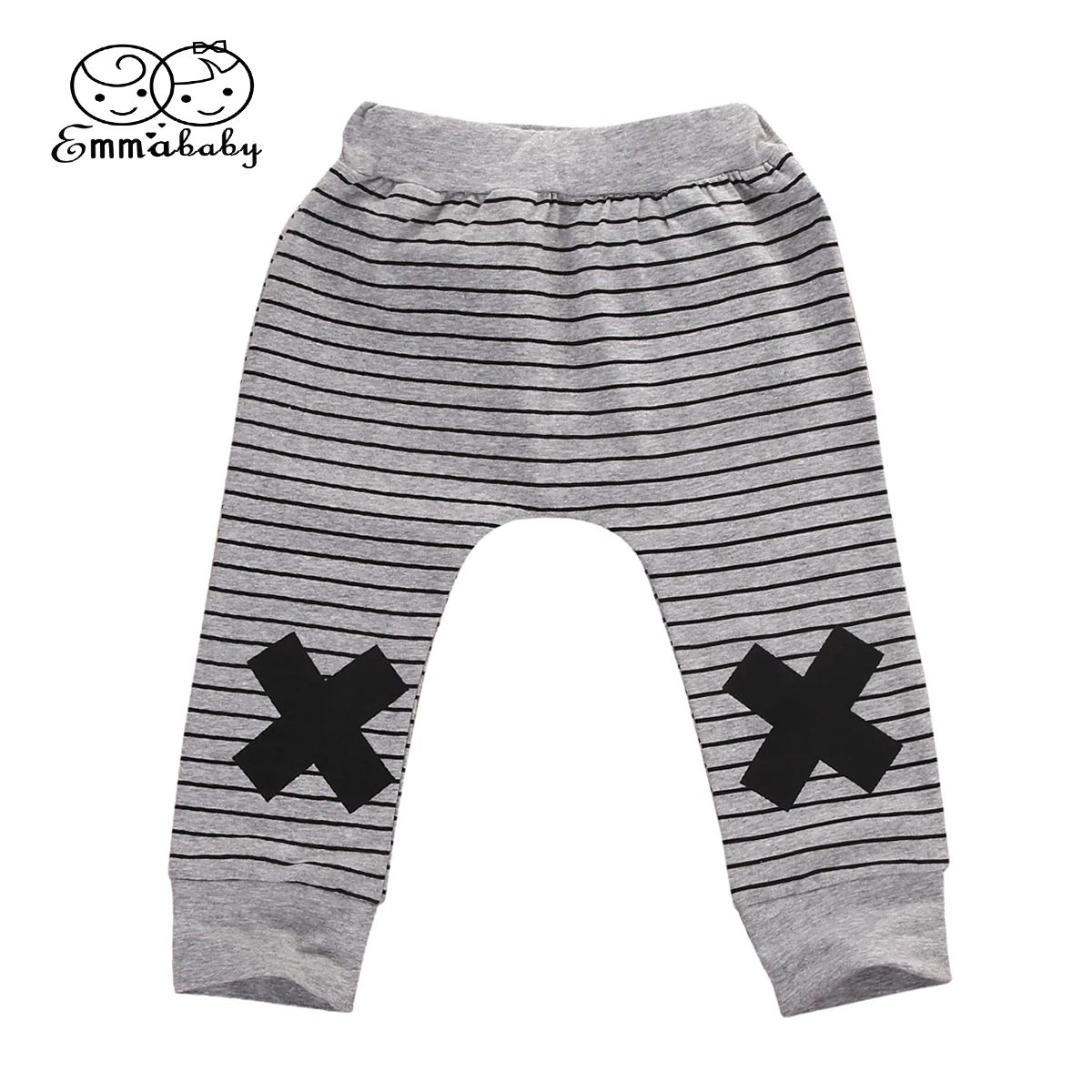 Baby Boys Girls Cotton Elastic Waist Sports Pants White Strips Print Unisex Baby Casual Active Sweatpants Trousers Bottoms