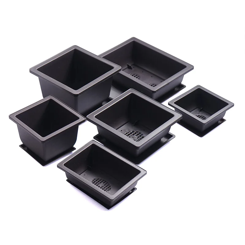 

1Set Imitation Flower Pot + Tray Balcony Square Flower Bonsai Bowl Nursery Basin Planter Plastic Rectangle Flower Pots 6 Types