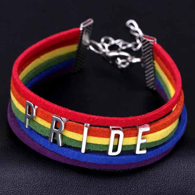 Fashion Handmade Rainbow Gay Pride Letter Wrap Leather