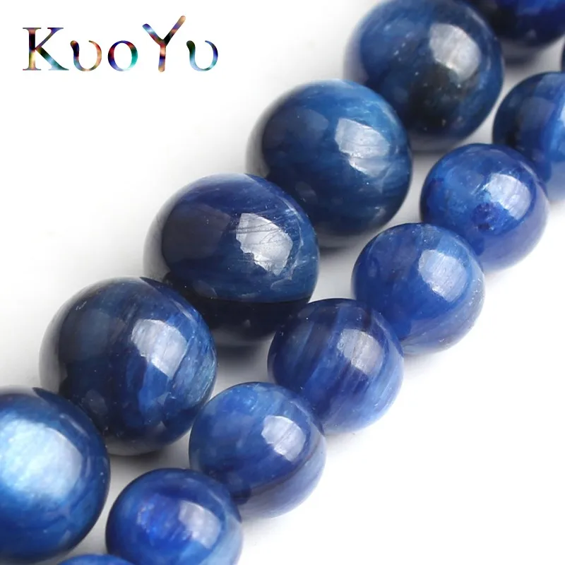 Натурального синий кианитовый камень бисер драгоценный камень Круглые бусины для "сделай сам" для изготовления ювелирных изделий браслет Цепочки и ожерелья 15''strand 6/8 мм