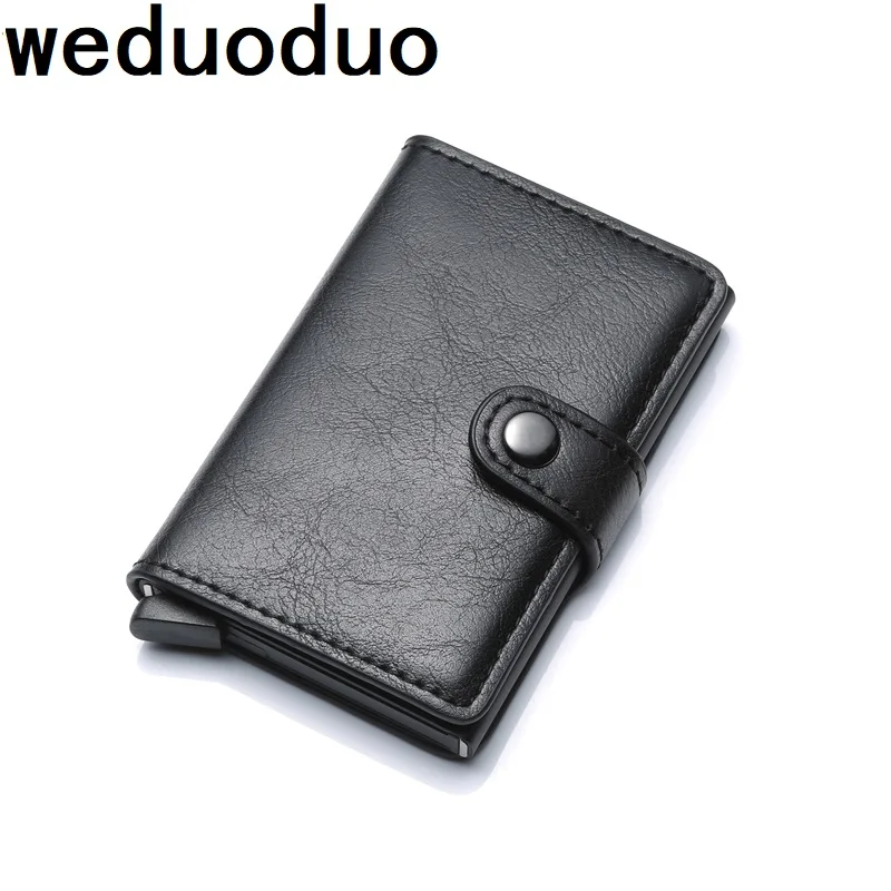 

weduoduo PU Leather Metal Men Card Holder RFID Aluminium High quality Credit Card Holder With RFID Blocking Mini Wallet