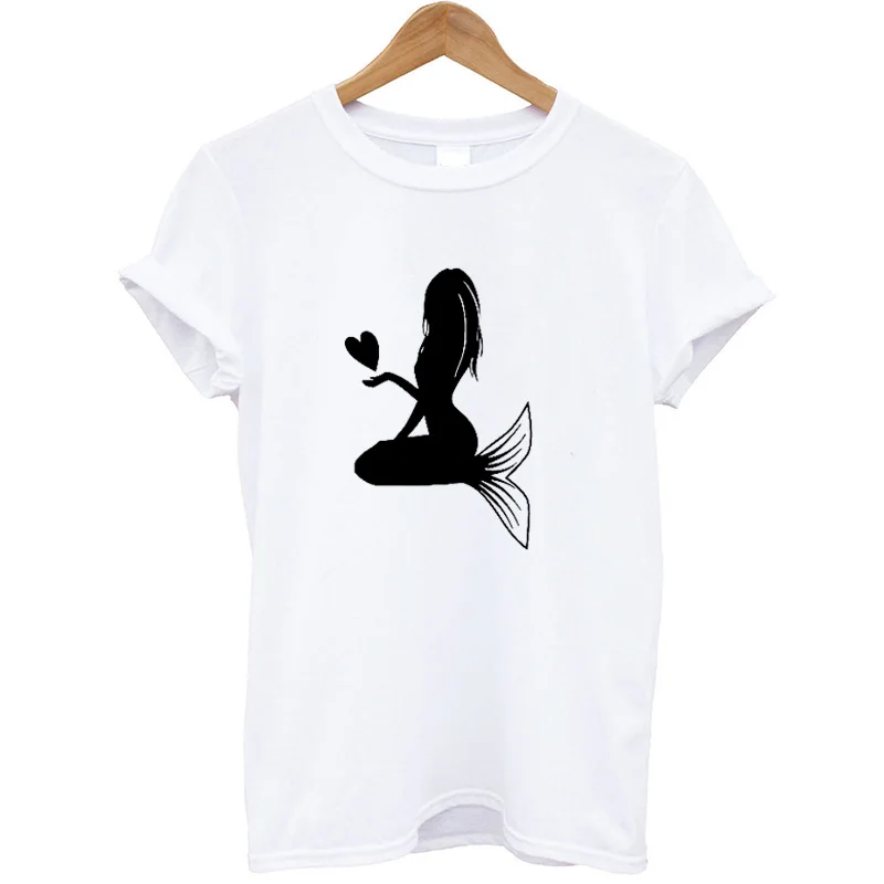 

New Arrival Women T-shirt Short Sleeve Round Collar Printing Personalized Mermaid Tshirt Women 2019 Streetwear Tee Shirt Femme