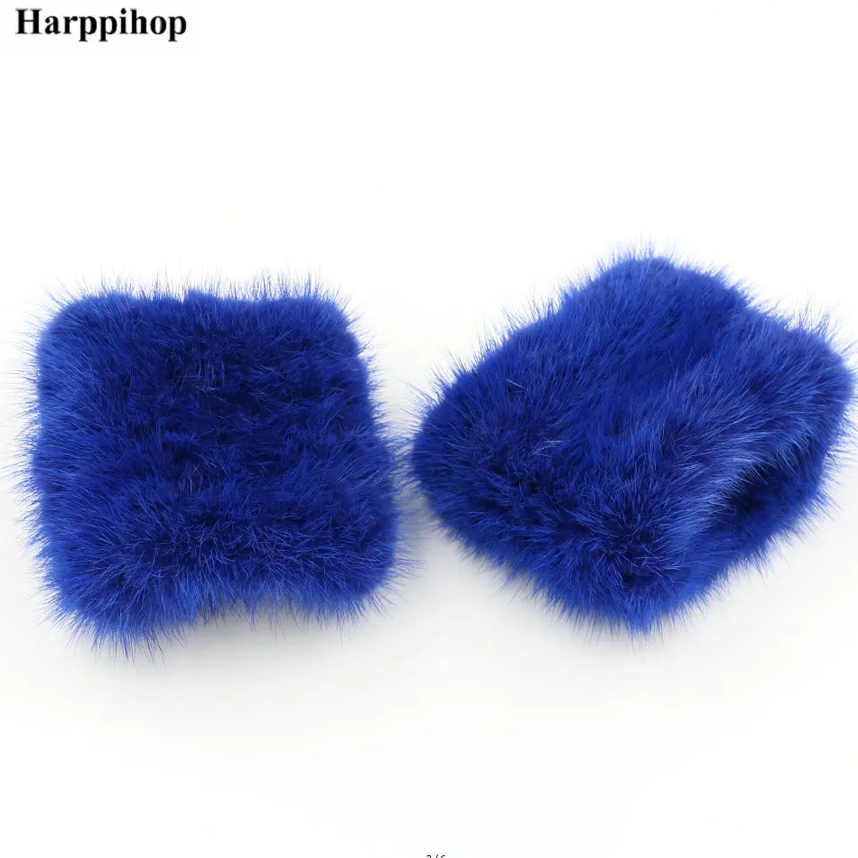 Harppihop ручной вязки Мех животных Ткань норки Мех животных перчатки Прихватки для мангала варежки MIT handwear
