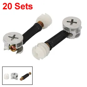 UXCELL Metal Plastic Furniture Cabinet Fixing Screw Eccentric Cam Dowel Nut Fitting 15mm Dia 20 Sets For The Panel Connecting