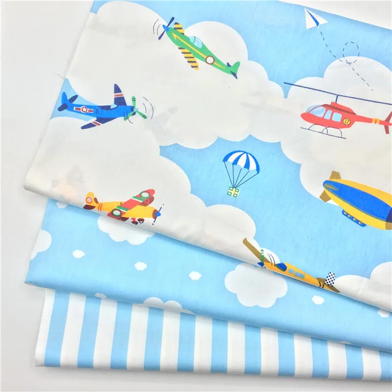 Childrens Beige Check Cars Helicopter Planes 100/% Cotton quilting craft Fabric