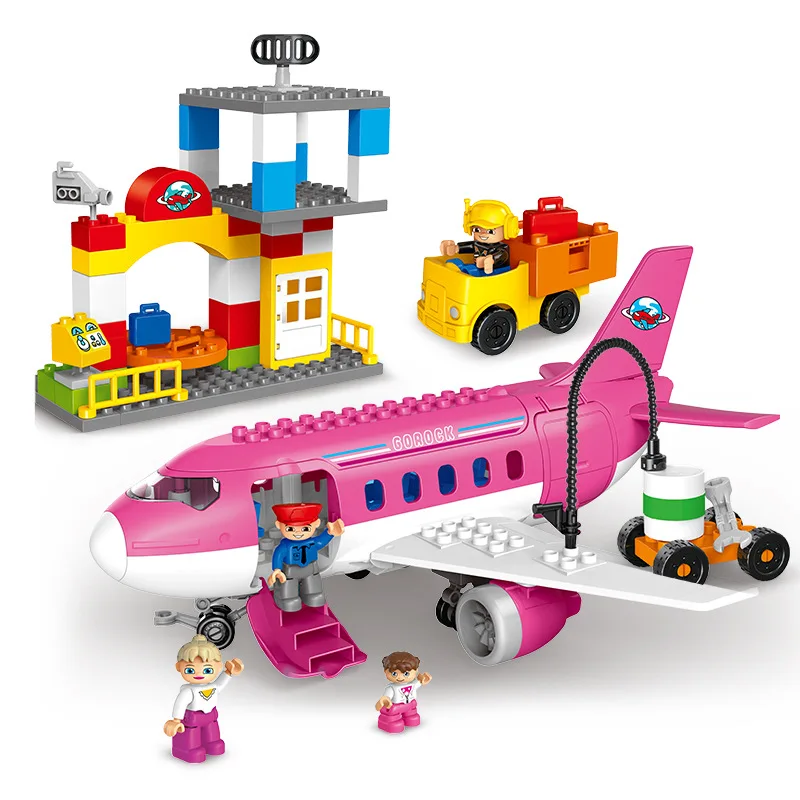 Airplane series model toys Compatible with duploINGlys Busy City Airport series Large Airplane building blocks toy