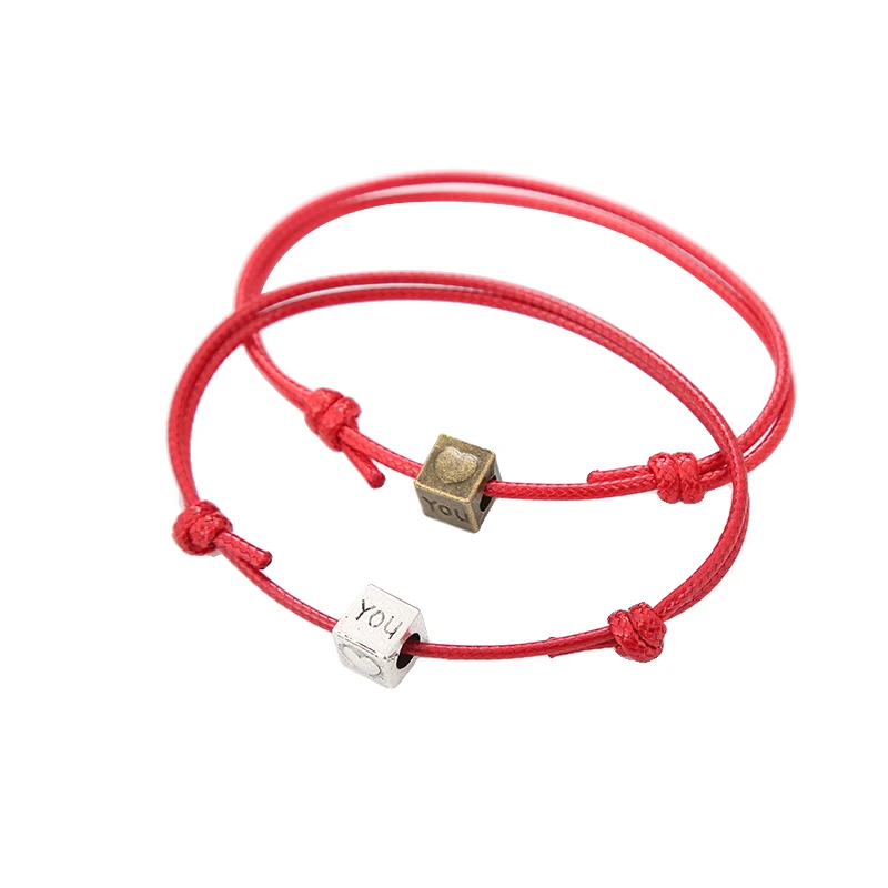

BOBIGIULAI Brand Simple Handmade Letter Heart Couple Bracelet Charm Retro Alloy Bracelet Jewelry For Men And Women Gift