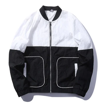 

2018 New Fashion Men's Bomber Jackets Autumn Patchwork Jacket Brand Mens Casual Stand Collar Loose Jacket Coat Plus Size 5XL
