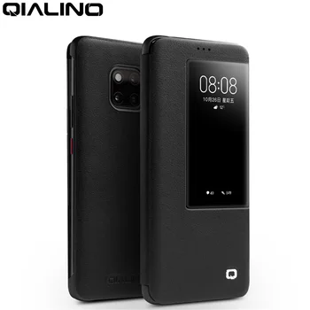 

QIALINO Luxury Genuine Leather Flip Case for Huawei Mate 20 Pro Stylish Handmade Ultra Slim Smart View Phone Cover for Mate 20/X