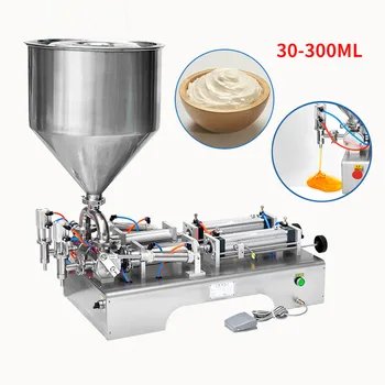 

30-300ML Electric Pneumatic Double Head Paste Filling Machine Bee Toothpaste Sauce Skin Care Product Filling Machine