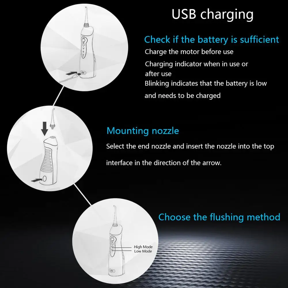 Ирригатор для полости рта перезаряжаемый водный флфлоссер Портативный Стоматологический Ирригатор зубы чистота полости рта зубная нить струя воды Ирригатор